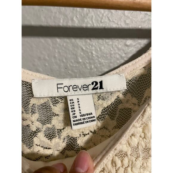 Forever 21 Juniors Dress Small Cream Floral Mesh Skirt Belted Fairy Romantic Y2K - Picture 2 of 8